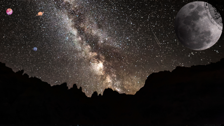 Night sky with mountains and stars as a backdrop to the new Moon in Capricorn
