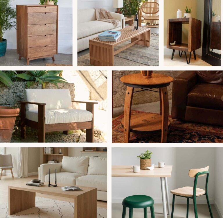 Collage of the best furniture made in the USA by American Furniture Brands. Many have been rated by Sustainable Jungle