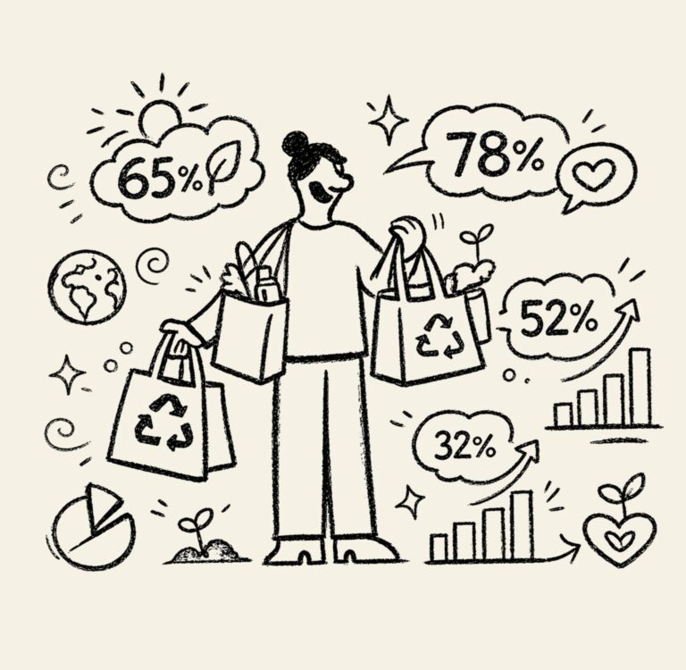 Estadísticas y tendencias del consumo sostenible (2026) The most important sustainable consumer statistics and trends for 2026, drawing on proprietary research from Sustainable Jungle's own consumer surveys alongside data from Bain & Company, PwC, Deloitte, NYU Stern, and more.